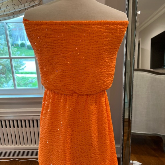 Calypso St Barth’s orange sequin strapless summer dress - Picture 2 of 4
